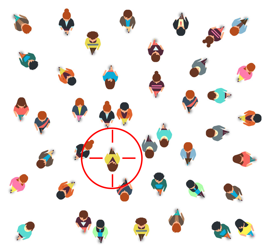 Gathering people group top view, walking men and women, social crowd vector illustration isolated